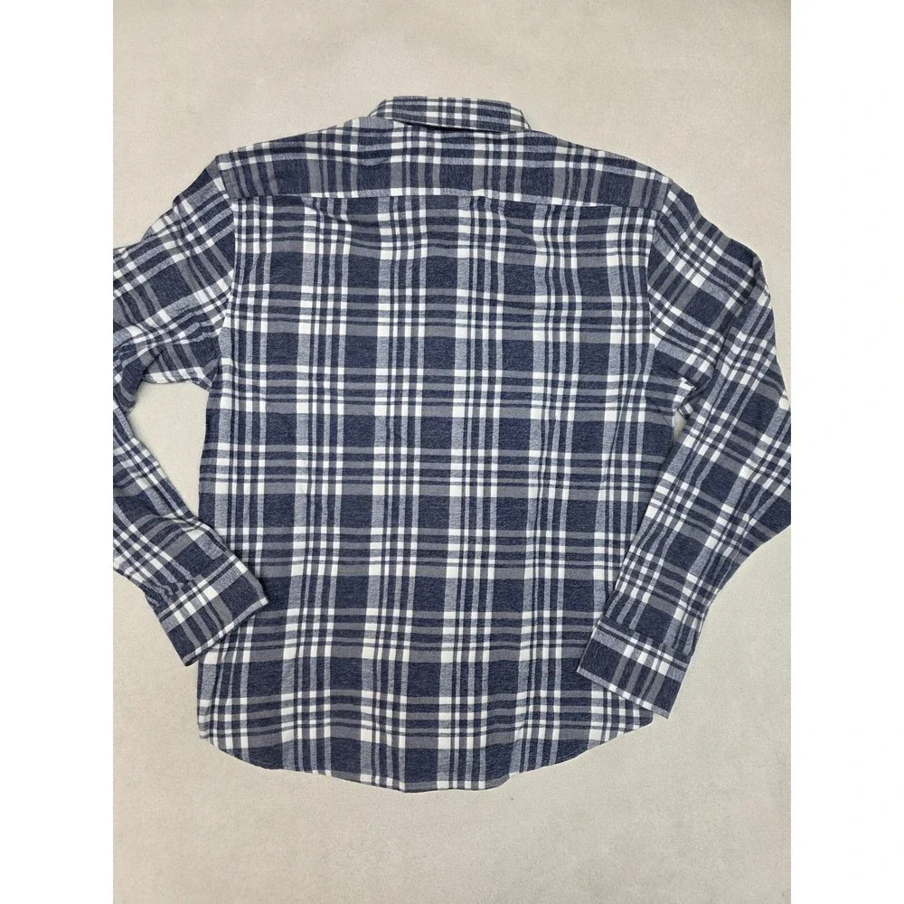 UNTUCKit Shirt Mens Medium Blue Plaid Flannel Long Sleeve Button Regular Fit - Picture 4 of 7
